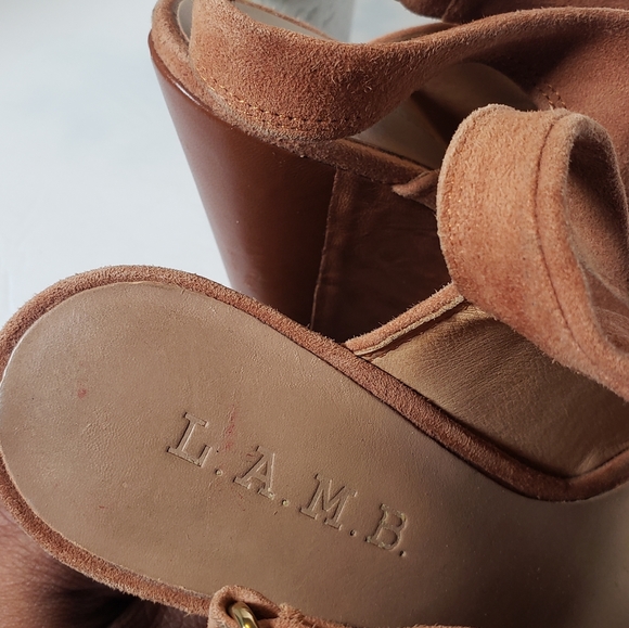 L.A.M.B. Tan Leather Wegde Booties, Size 7 - Picture 6 of 8